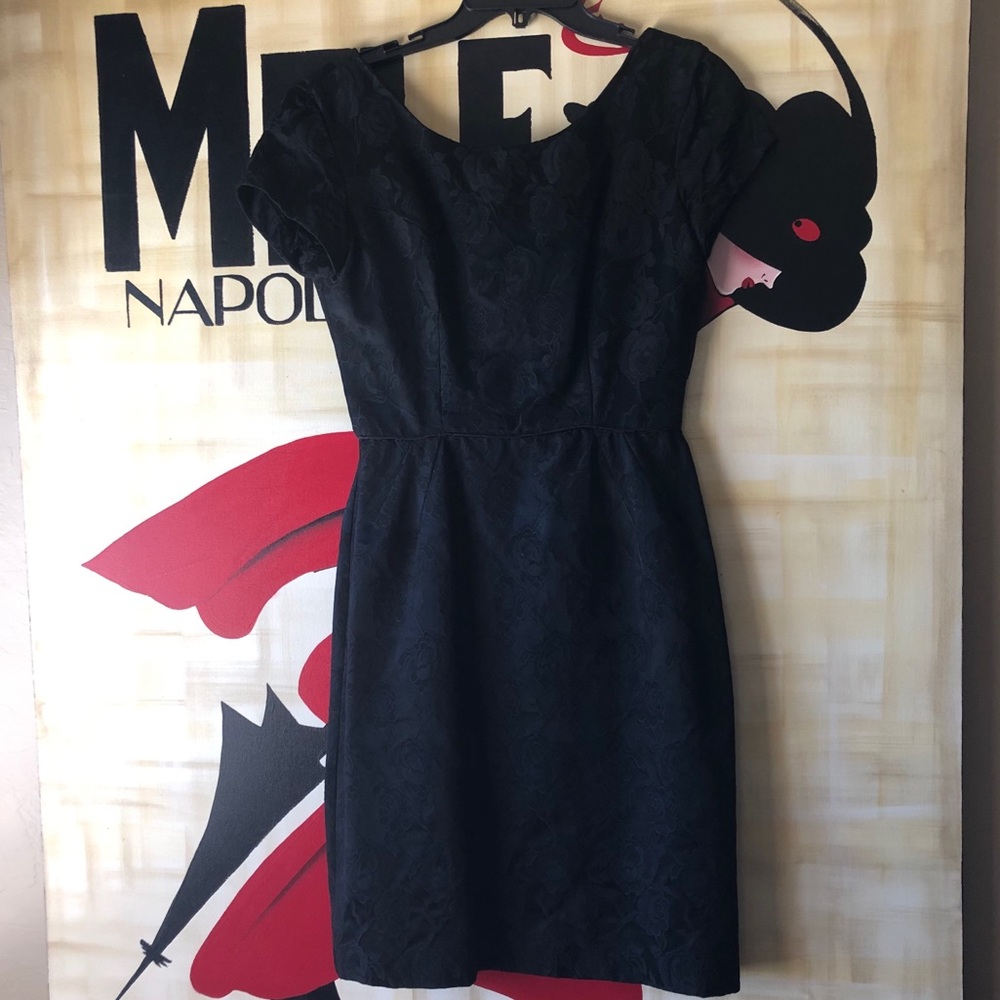 Vintage Mr. Mire Black Jacquard Rose Dress